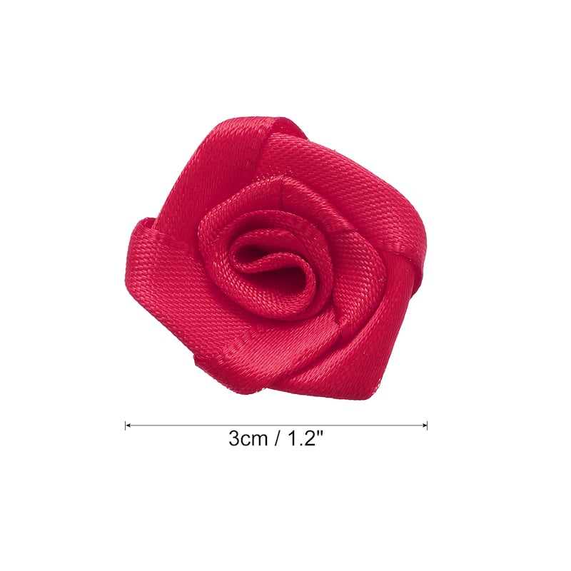50pcs 3cm Ribbon Roses for Crafts Artificial Fabric Flowers - Purple Red