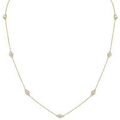 Marquee 1 1/2 Carat TW Bezel Set Diamond Station Necklace in 14K Yellow Gold