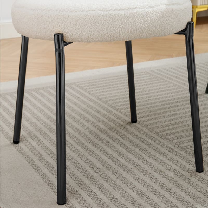 Mixoy 20"Counter Height Bar Stools,Modern Teddy Fleece Bar Stools,Velvet Dinning Chair with Metal Legs for Kitchen Island