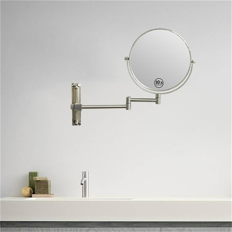 8" 1x/10x Magnifying Double Sided Vanity Mirror, Height Adjustable
