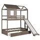 preview thumbnail 17 of 16, House-Shaped Twin Over Twin Bunk Bed with Slide, Storage Drawers, and Full-Length Guardrails