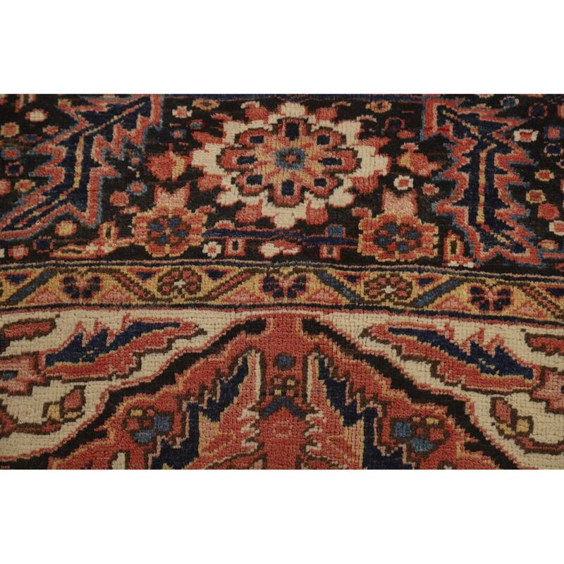 Hand Knotted Oriental 100% Wool Carpet Traditional Floral Red Heriz Area Rug - 11' 2'' X 8' 2''
