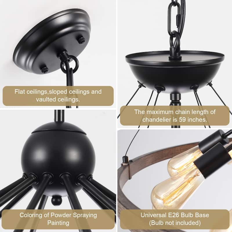 12-Light W43.3" x H90.55" Wagon Wheel Chandelier for Study Bedroom