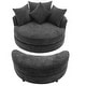 preview thumbnail 38 of 57, Roomfitters Modern 360° Swivel Barrel Chair with Hidden Storage Ottoman, Chenille Upholstery and Four Pillows