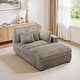 preview thumbnail 11 of 18, 41" W Plush Corduroy Chaise Lounge with Pillows Right Facing - Light Brown-Chaise&2 Pillows
