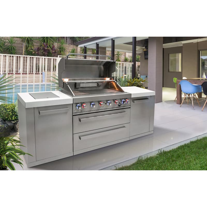Mont Alpi MAi805 44-inch 6-Burner 115000 BTU Stainless Steel Gas Outdoor Kitchen Bar Barbecue Modular Island Grill