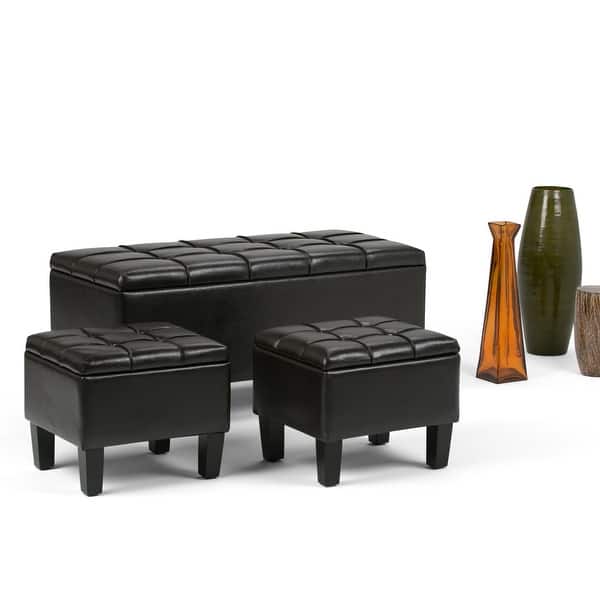 slide 2 of 68, WYNDENHALL Lancaster 44 inch Wide Contemporary Rectangle Storage Ottoman Tanners Brown