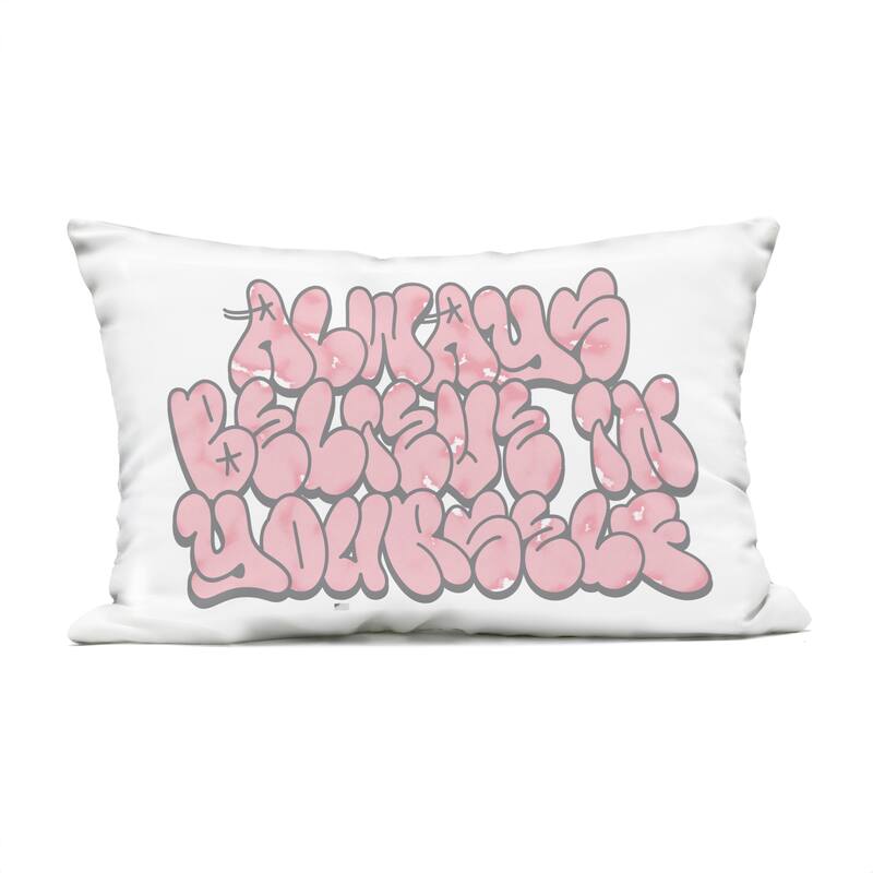Stupell Believe in Yourself Graffiti Printed Outdoor Throw Pillow Design by Marcus Prime - Accent - Polyester - Pink - Single