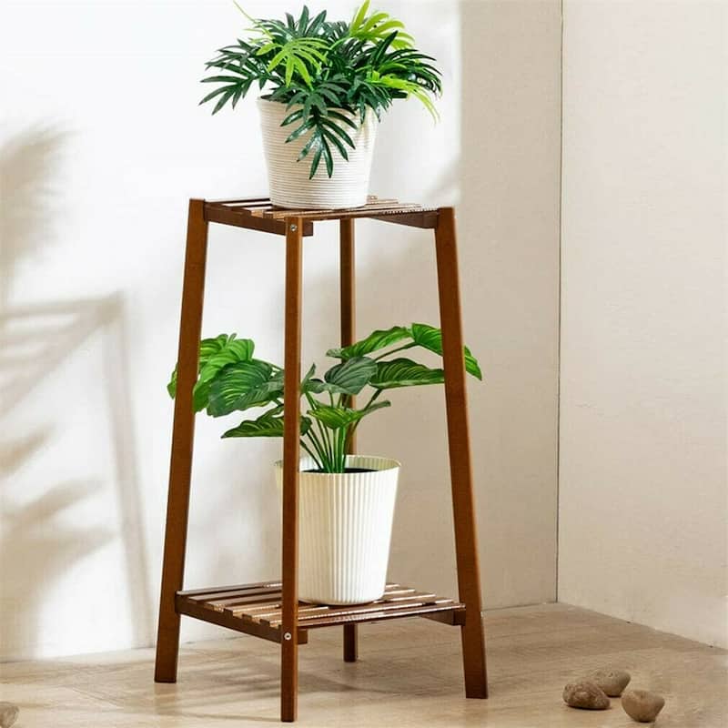 Wooden Flower Stand Plant Frame Balcony Multi-Tier Potted Shelving - 12"x12"x30"