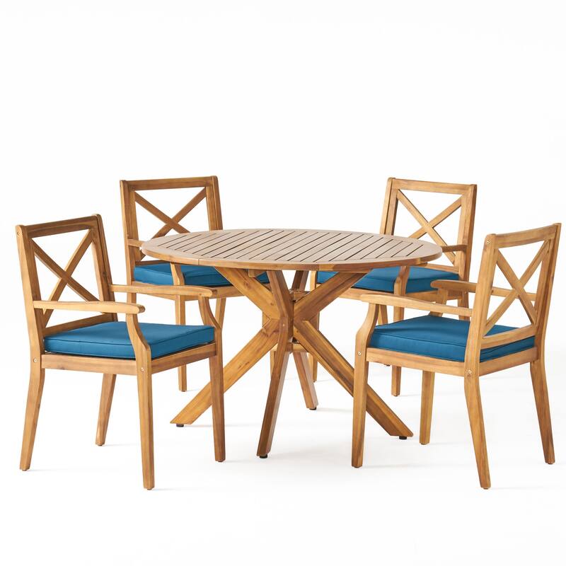Llano Outdoor 5 Piece Acacia Wood Dining Set by Christopher Knight Home