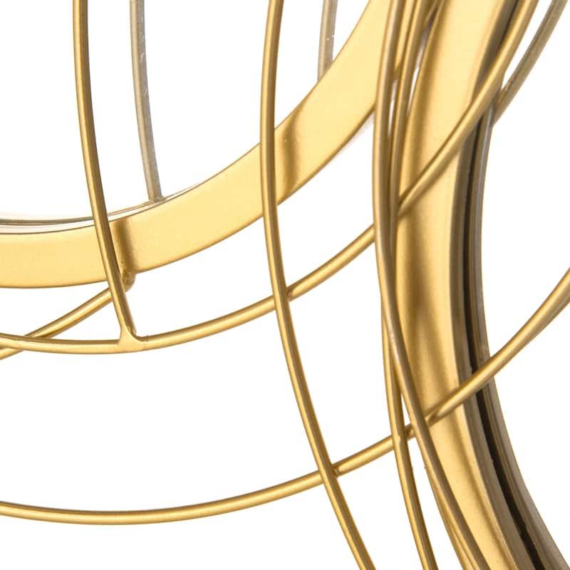 Modern Metal Wall Art with Mirror - Gold Hanging Sculpture for Living Room - Chalk/Gold