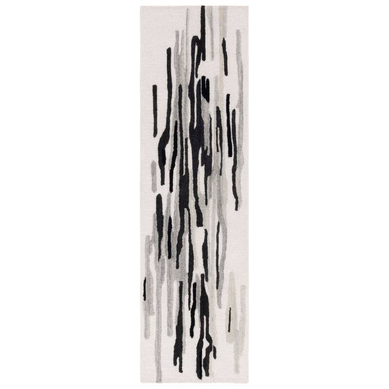 SAFAVIEH Handmade Rodeo Drive Jaelyn Mid-Century Modern Wool Rug - 2'3" x 8' Runner - Ivory/Black