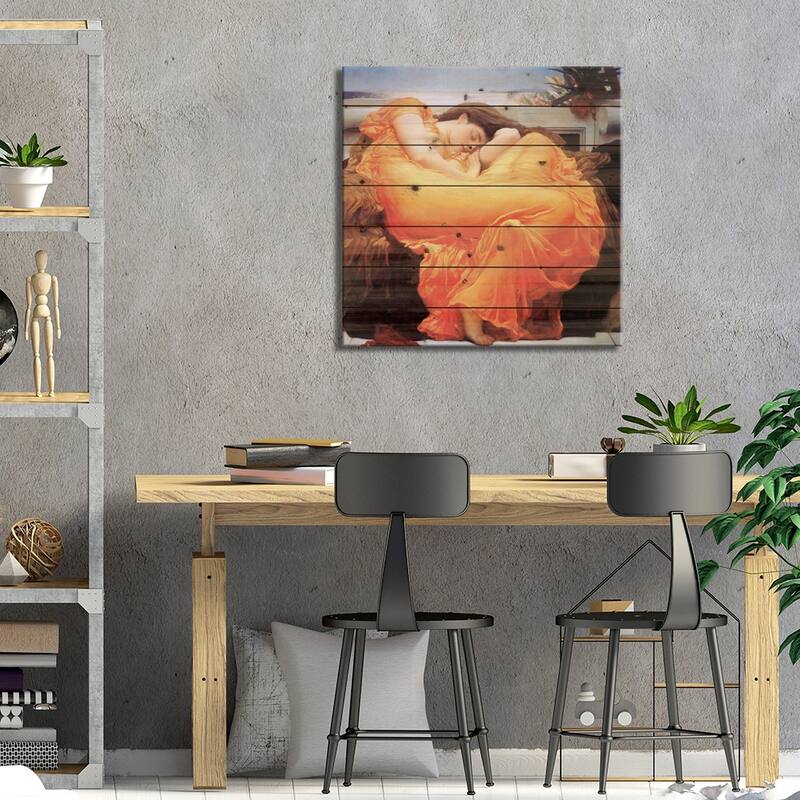 Flaming June Print On Wood by Frederic Leighton - Multi-Color