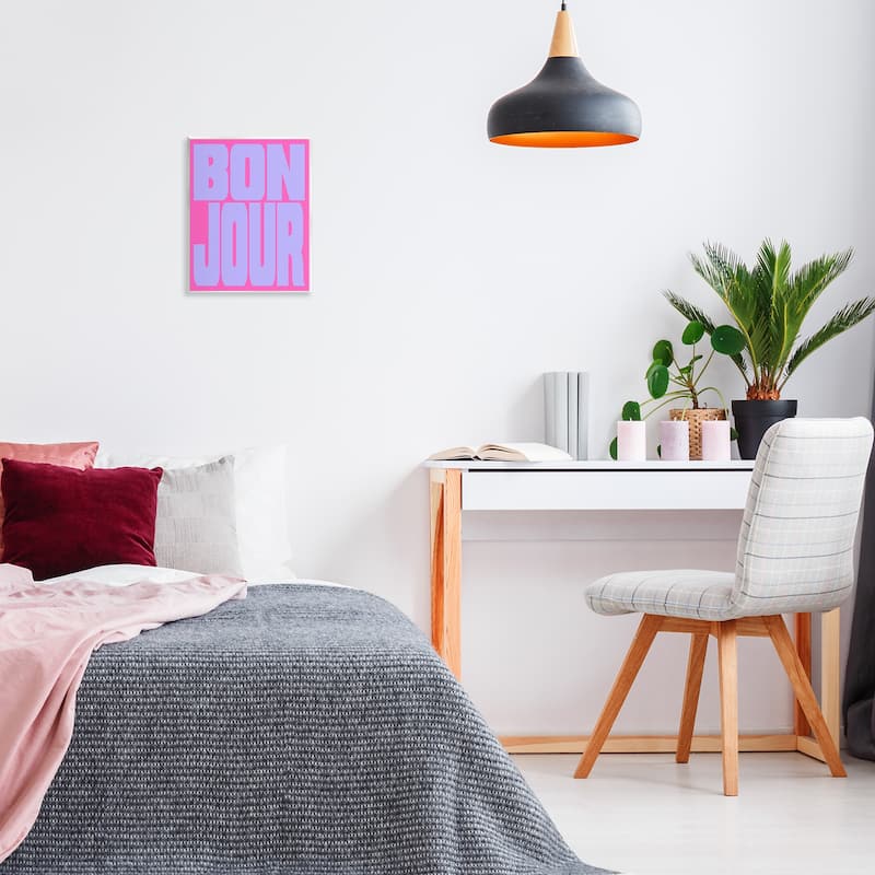 Stupell Bonjour Pink & Blue Wall Plaque Art Design By House of Lulu