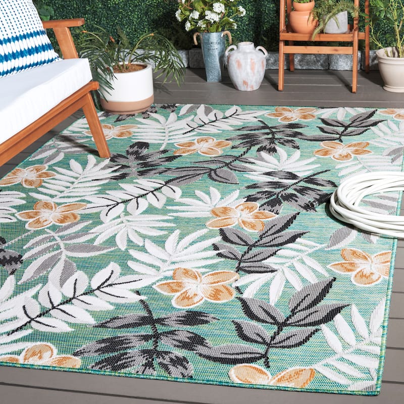 SAFAVIEH Cabana Indoor/ Outdoor Waterproof Transitional Rug - 4' x 6' - Blue Green/Grey