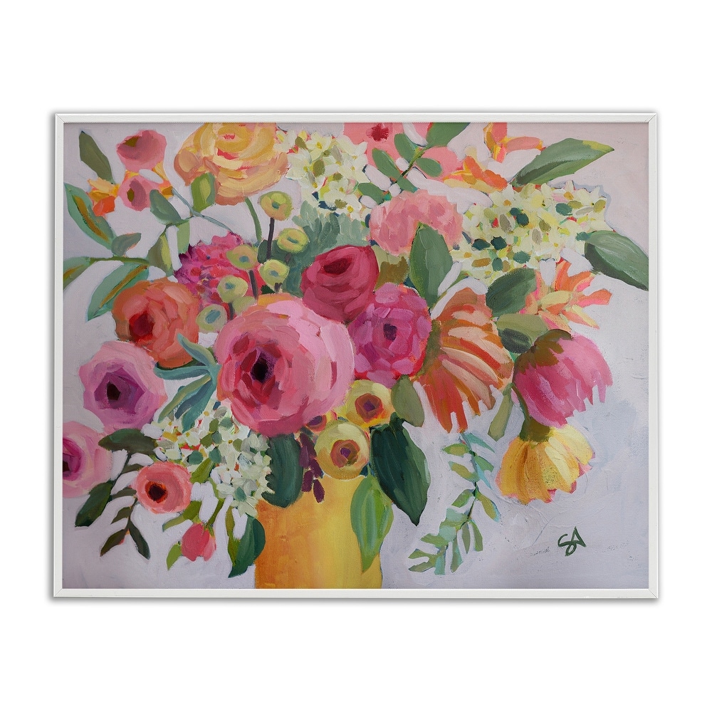 Stupell Assorted Flowers in Pink & Yellow Framed Giclee Art Design By Suzanne Allard