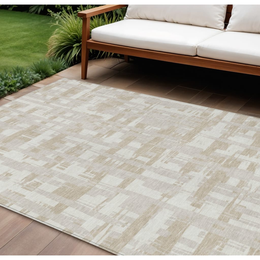 HomeRoots Striped Transitional Rectangle Outdoor Rug