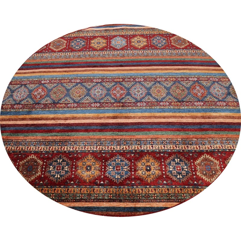 Vegetable Dye Kazak Oriental Wool Area Rug Hand-knotted Office Carpet - 8'0" x 8'0" Round