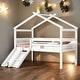 preview thumbnail 2 of 4, Twin Low Loft House Bed with Slide, Ladder, Safety Guardrails, House Roof Frame