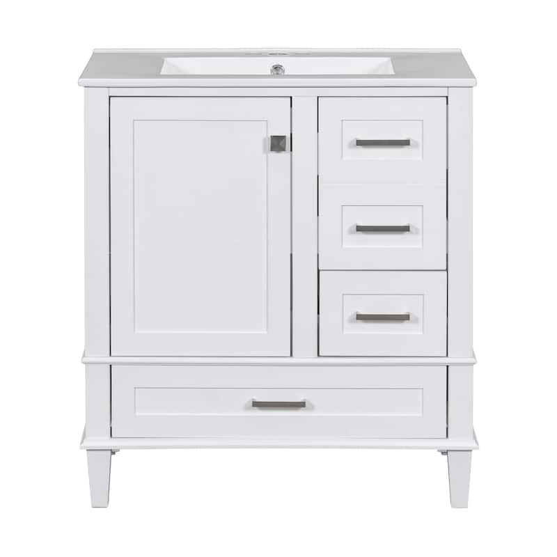 30 Inch Freestanding Bathroom Vanity Set with Integrated Ceramic Sink
