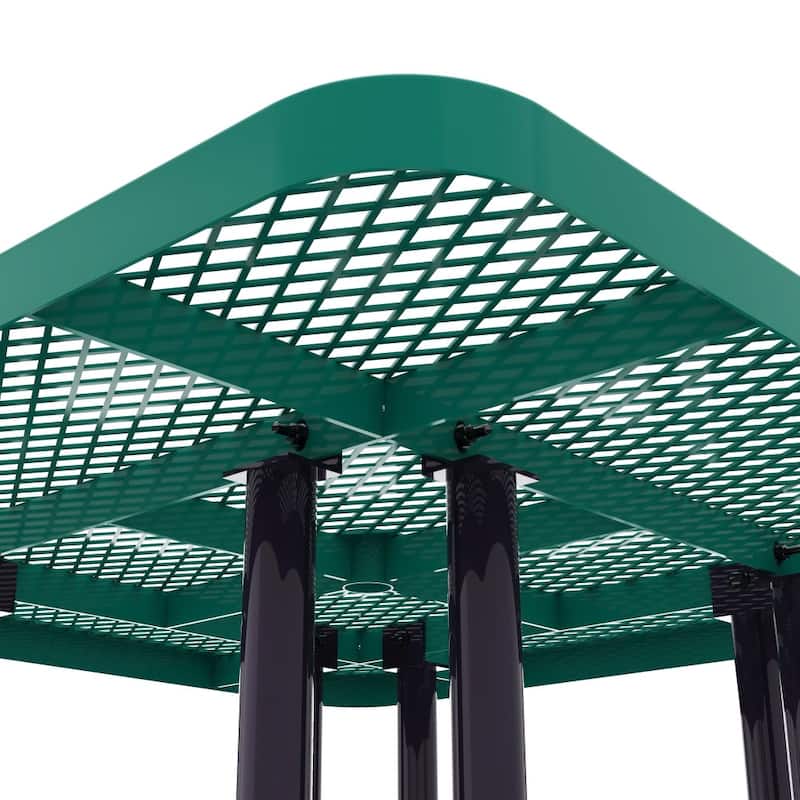 Commercial Grade Expanded Mesh Metal Outdoor Picnic Table - 79.75"D x 79.75"W x 28.75"H