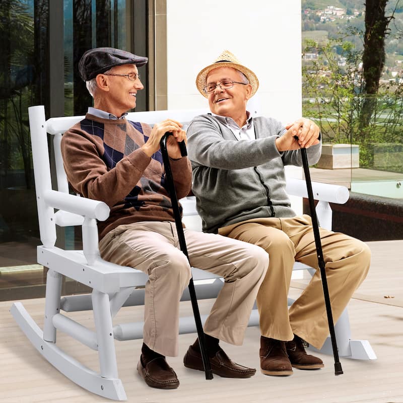 2 Person Rocker Outsunny 2-Person Wooden Rocking Chair Rocker Bench with Relaxing ...