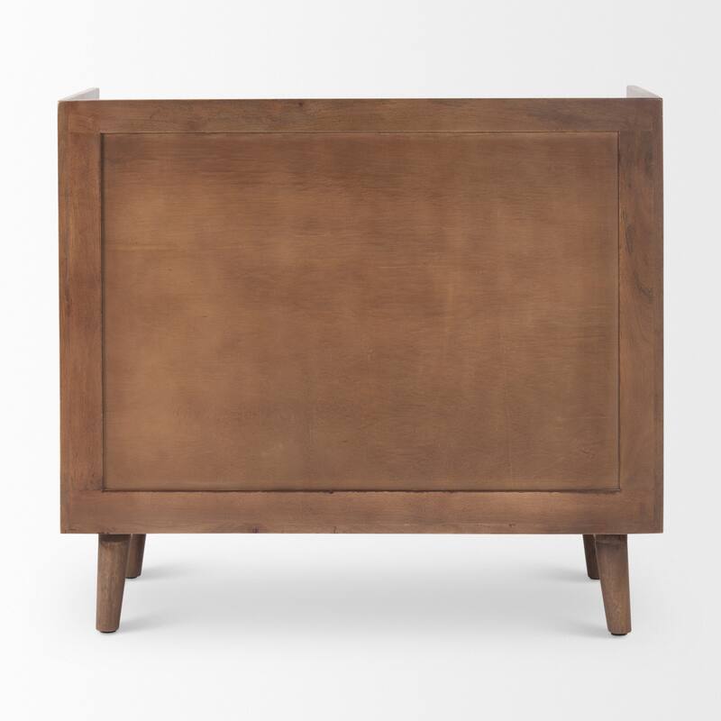 Lillie Medium Brown Solid Wood w/ Doors & Tray Top Accent Cabinet