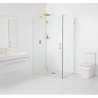 Glass Warehouse 78" x 60" x 48" Frameless 90 Degree Shower Enclosure - Glass Hinge - Overstock - 33834291