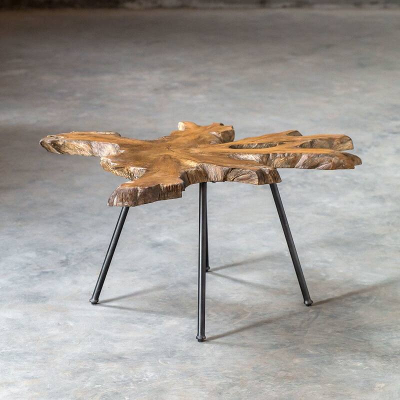 Uttermost Kravitz 28" Wide Wood Top Iron Side Table