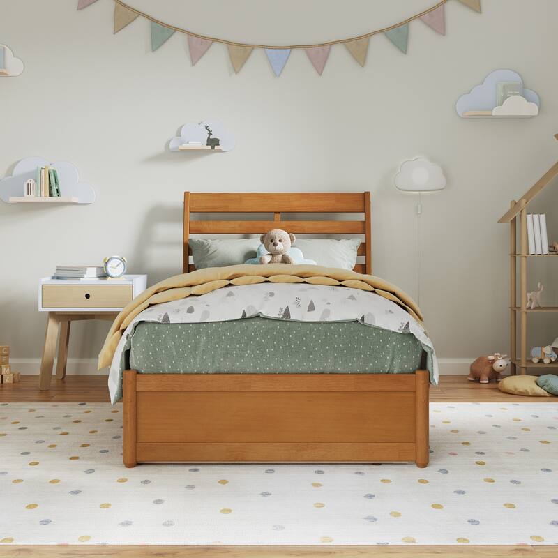 Emelie Platform Bed with Panel Footboard and Twin Trundle