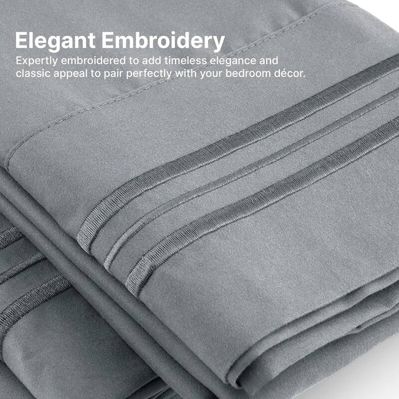 CGK Linens 4 Piece Solid Microfiber Deep Pocket Soft Bed Sheet Set