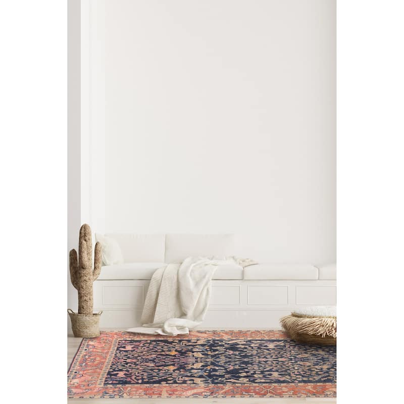 ECARPETGALLERY Hand-knotted Antalya Vintage Navy Wool Rug - 5'11 x 10'3