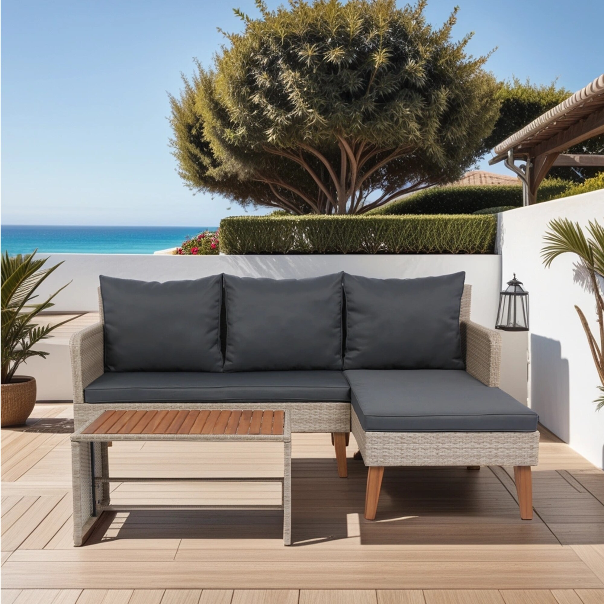 Del amo 4 piece wicker patio set with cushions 2025