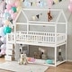preview thumbnail 2 of 12, Twin over Twin Size House Shaped Bunk Bed with Drawers and Shelves, White