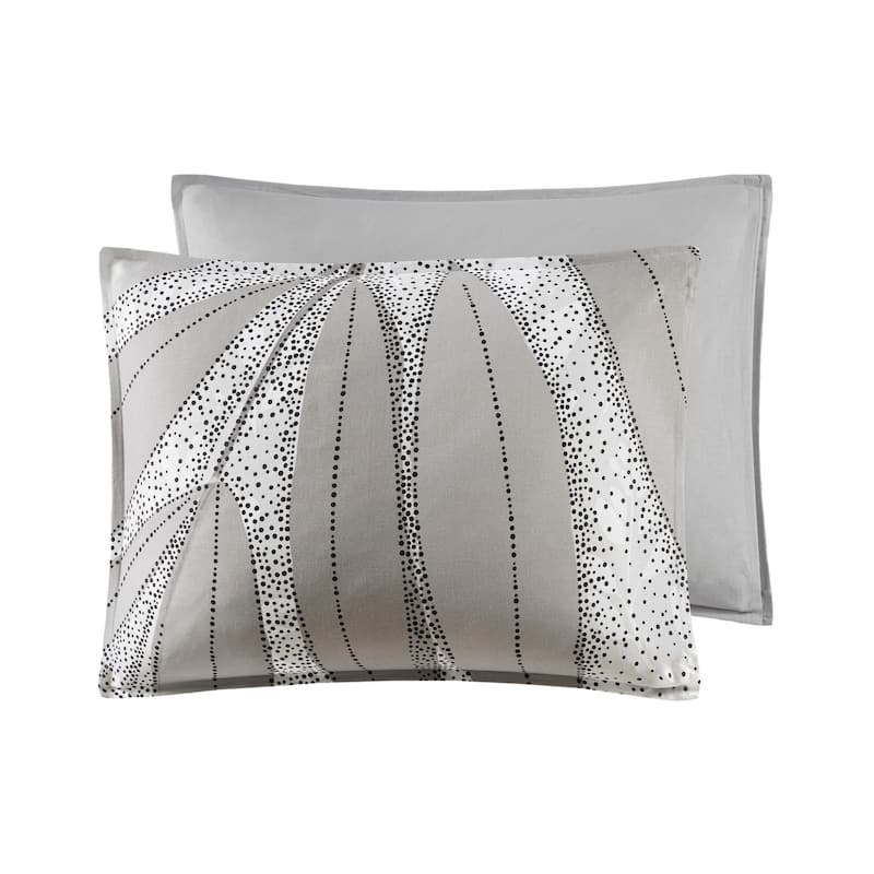 3 PCS Full/Queen Botanical Cotton Comforter Set Gray