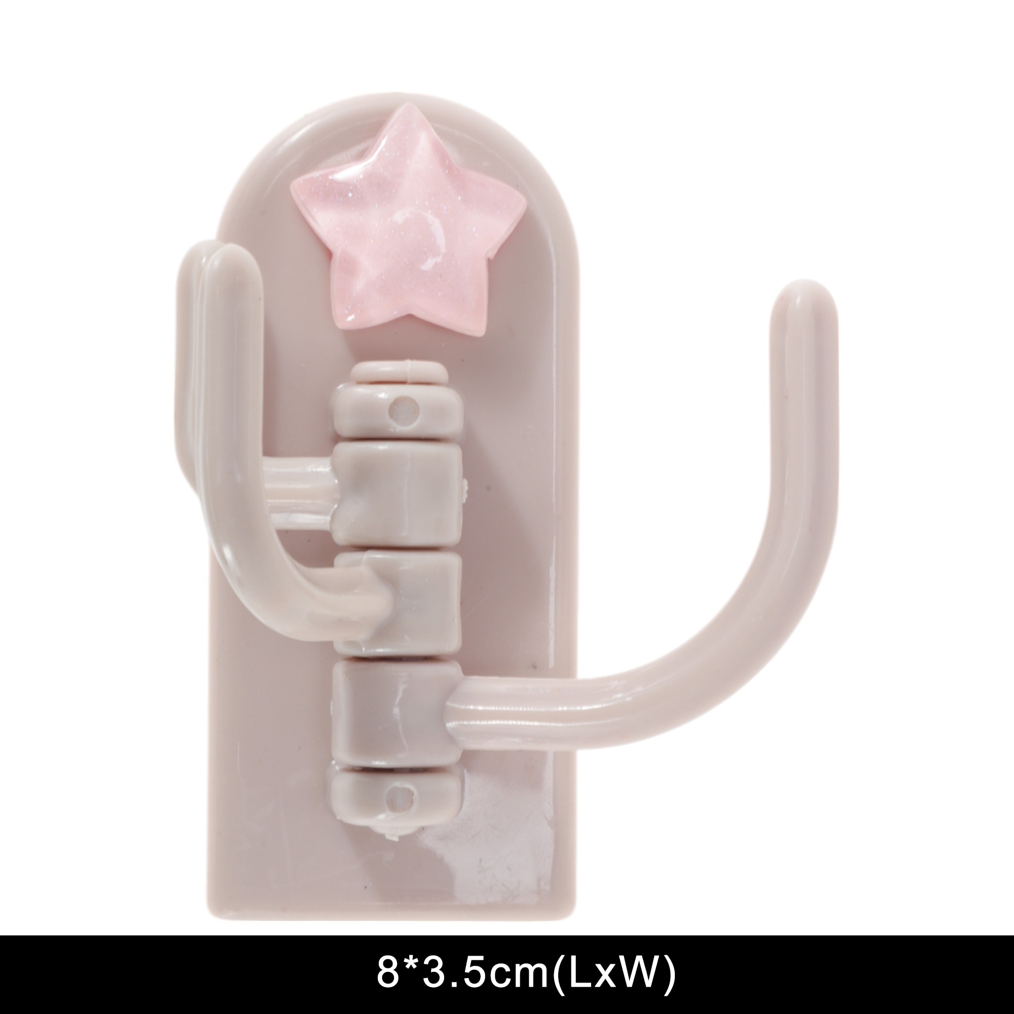 5 Pcs Utility Hooks 3-Hook Adhesive Hook Glitter Star Plastic Beige Pink 8x3.5cm
