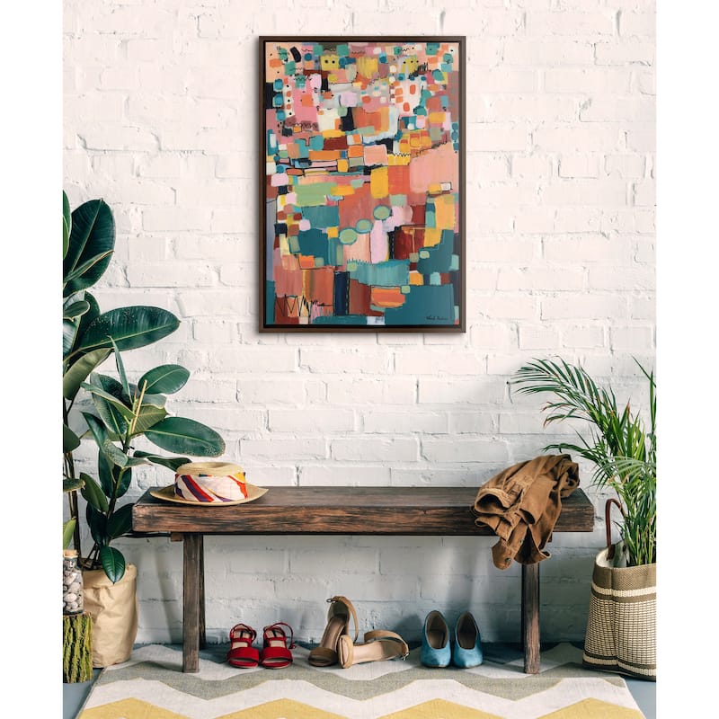 Kate and Laurel Sylvie Sunset Fiesta Framed Canvas by Leah Nadeau