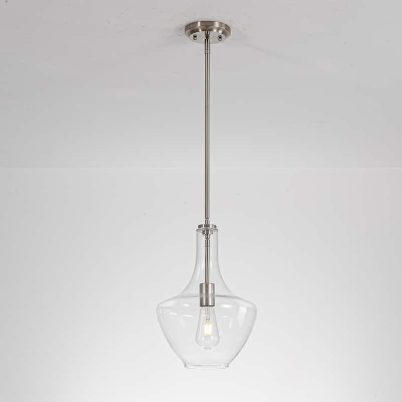 10.4" 1-Light Modern Minimalist Chrome/Gold/Matte Black Clear Glass Pendant Light