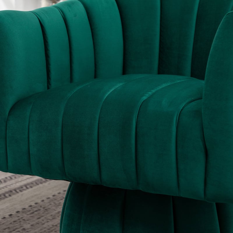 SEYNAR Modern Glam Velvet Upholstered Round Swivel Accent Arm Barrel Chair for Living Room