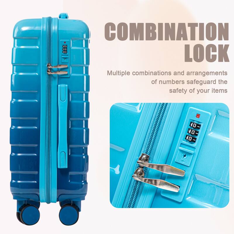 14In 20In 2 pcs in PC Spinner Wheel Luggage, Carry on Suitcase, With Gradient Color and Combination Lock