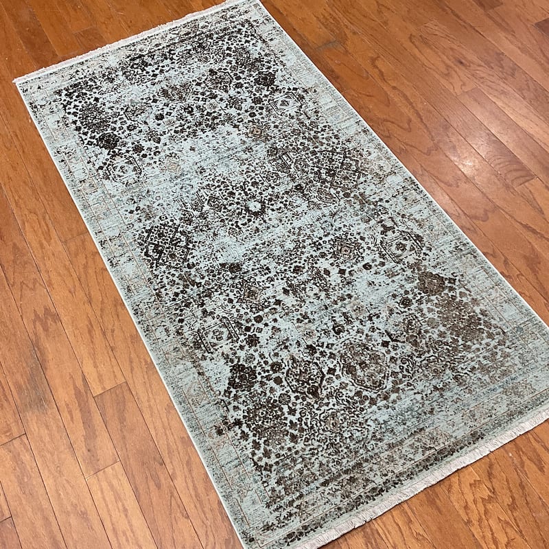 HERAT ORIENTAL Turkish Modern Erased Design Wool & Silk Rug - 2'7" x 4'11"