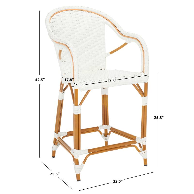 SAFAVIEH Charlize Outdoor Bistro 26-inch Counter Stool with Arms - 23Wx26Dx43H