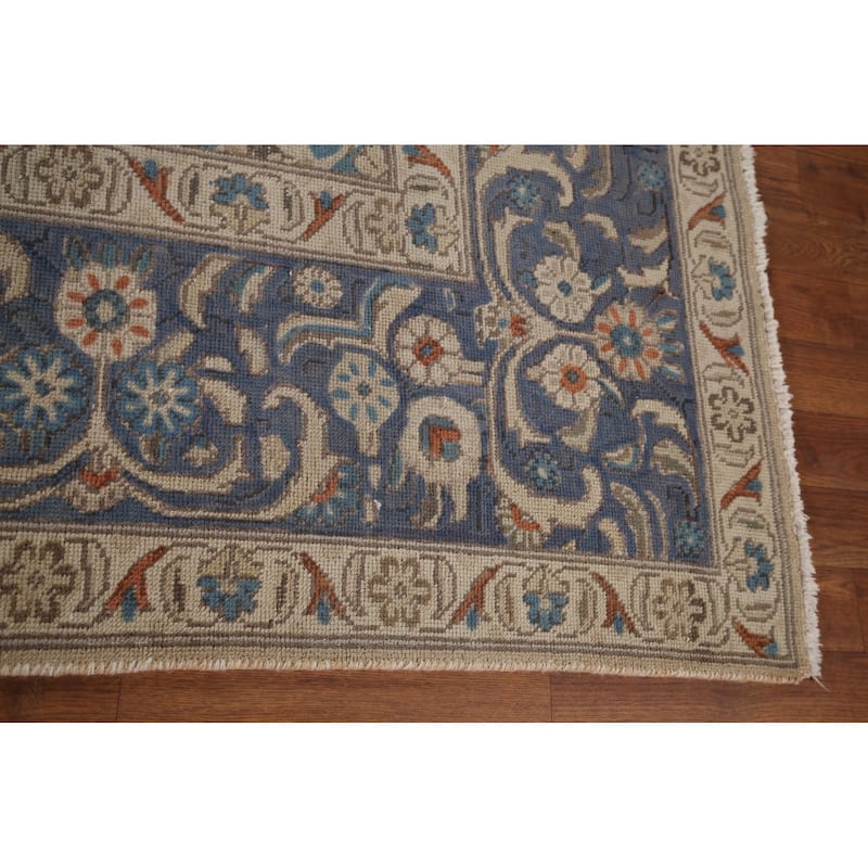 Blue Tabriz Persian Vintage Area Rug Handmade Wool Carpet - 9'9" x 12'9"