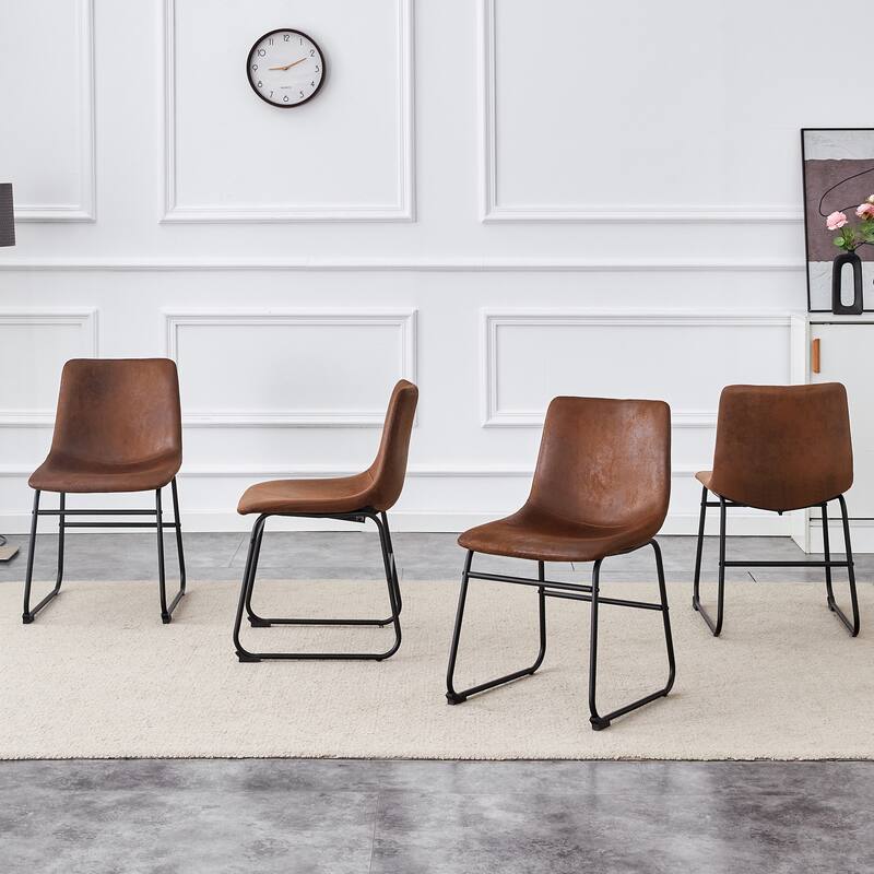 Retro Bar Chairs Set of 4, Modern Faux Leather High Bar Stools with Back and Metal Leg, Bar Chairs for Kitchen Island