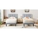 preview thumbnail 67 of 70, Kids Bed Frame, Height Adjustable Upholstered Bed, Twin Size Bed Set of 2 Light Grey