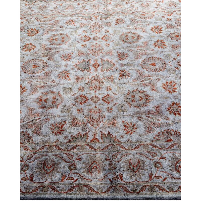 Overton Hand Knotted Wool Vintage Inspired Modern Contemporary Overdyed Gray Area Rug - 4' 2" x 6' 4"