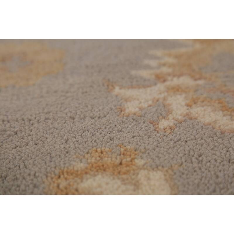 Gray Oushak Indian Area Rug Hand-Knotted Transitional Wool Carpet - 8'5"x 9'11"