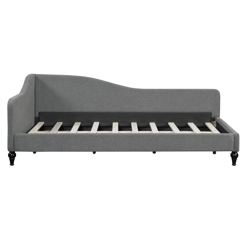 Twin Size L-Shaped Linen Daybed, with Solid Wood Legs