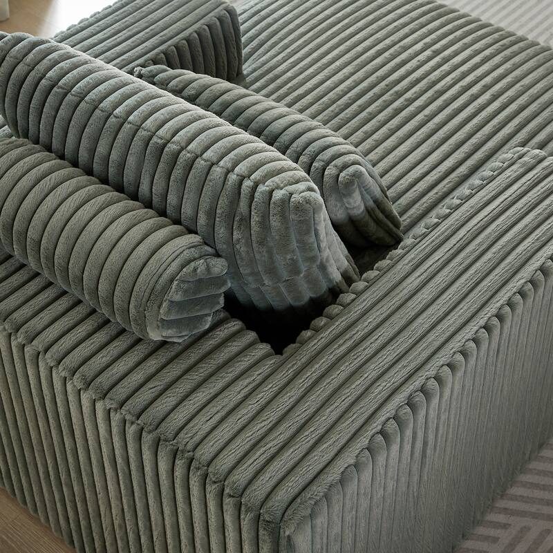Oversized Corduroy Lounge Chair with Pillow Support - Sofa, Sleeper Couch, Chaise, Ottoman Bench