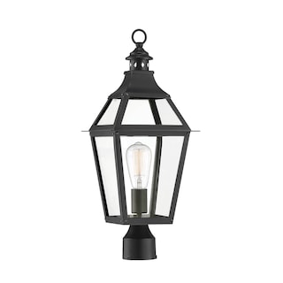 Jackson 1-Light Outdoor Post Lantern in Matte Black with Gold Highlights